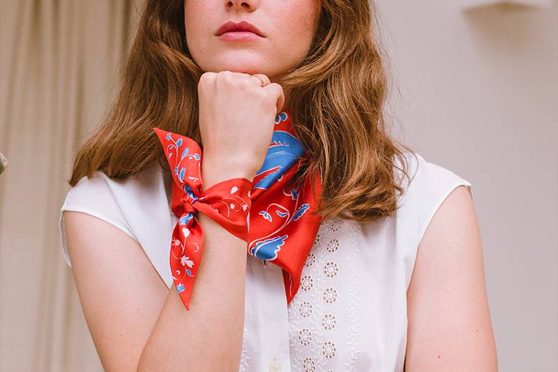 Silk scarf and bracelet