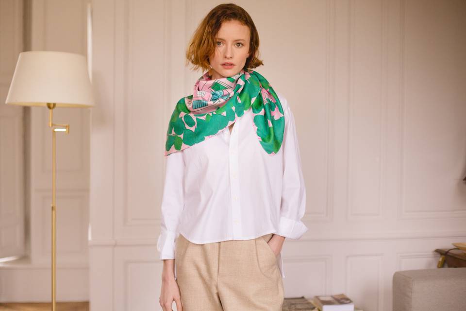 Maison Rose Silk Scarf