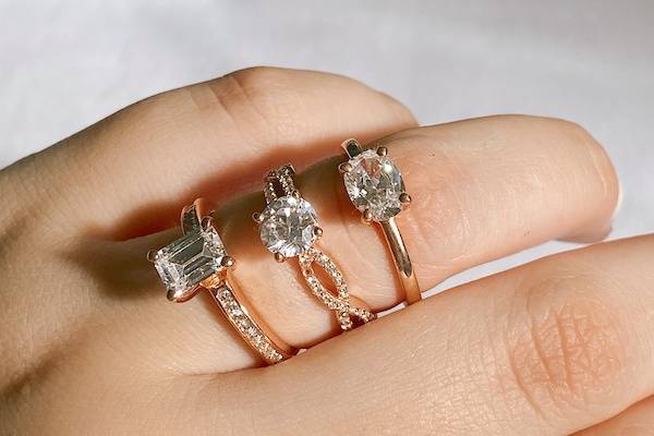 3 rose gold diamond rings