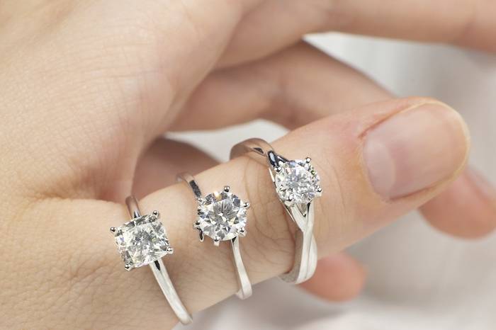 3 white gold solitaire rings