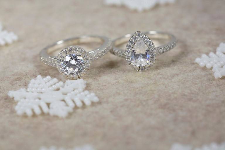 White Gold Halo style Rings
