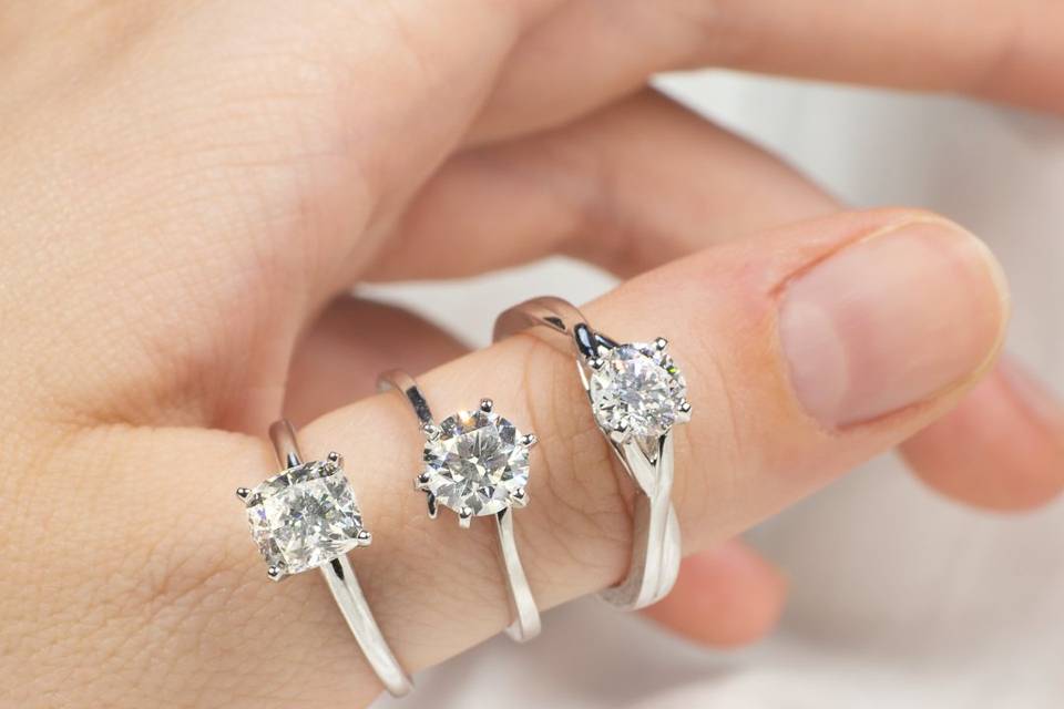 3 Solitaire Rings