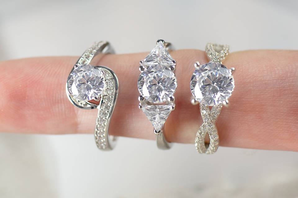 3 White gold rings