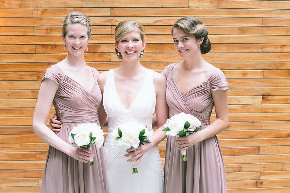 The bride with the bridesmaids