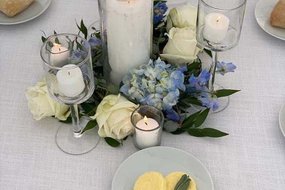 Candles and hydrangea