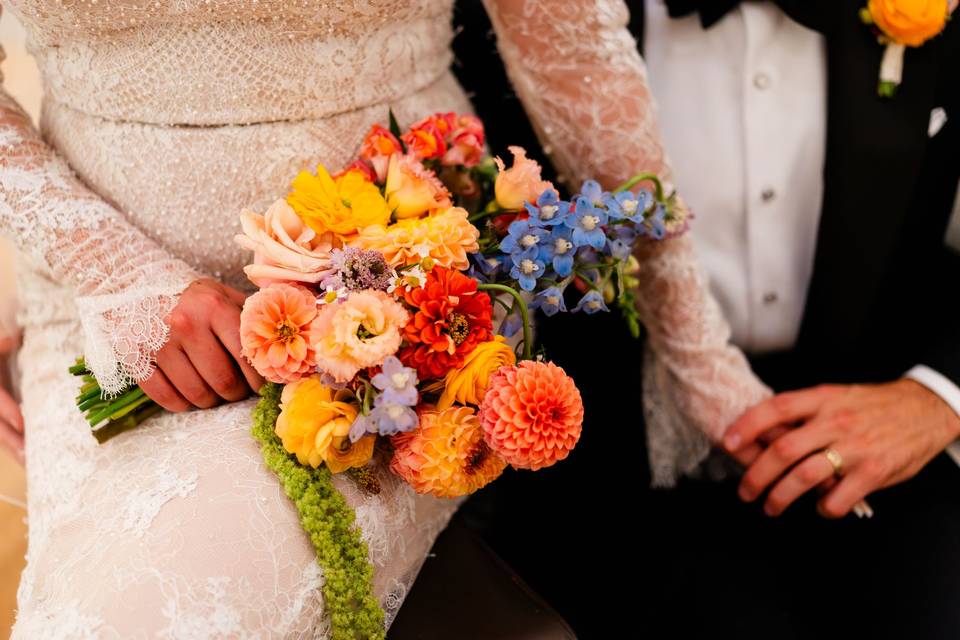 Colorful bouquet & boutonniere