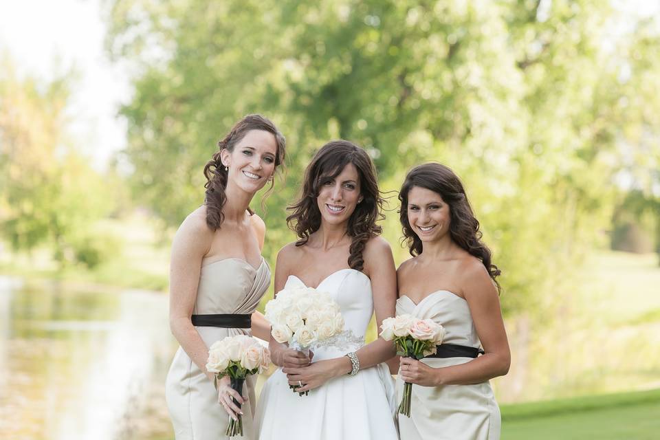 Bride and her two bridesmaids