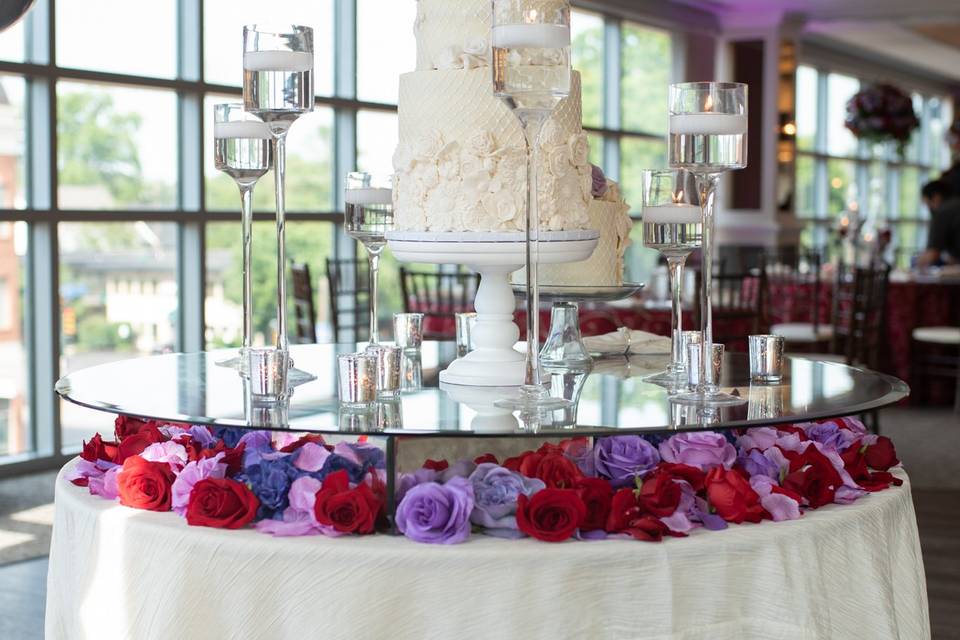 Cake Table w/ Floral Underlay
