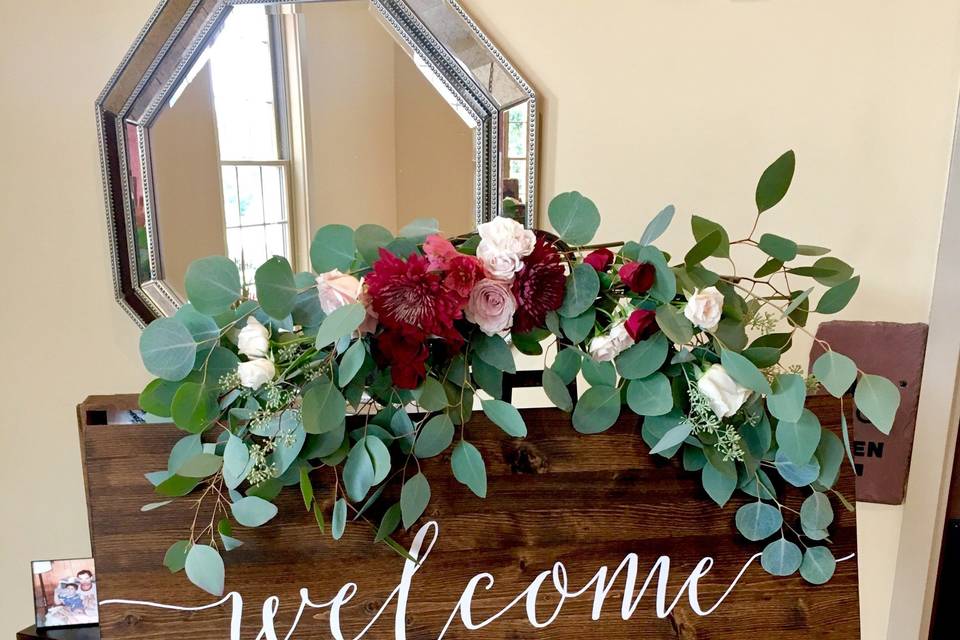 Welcome sign floral swag