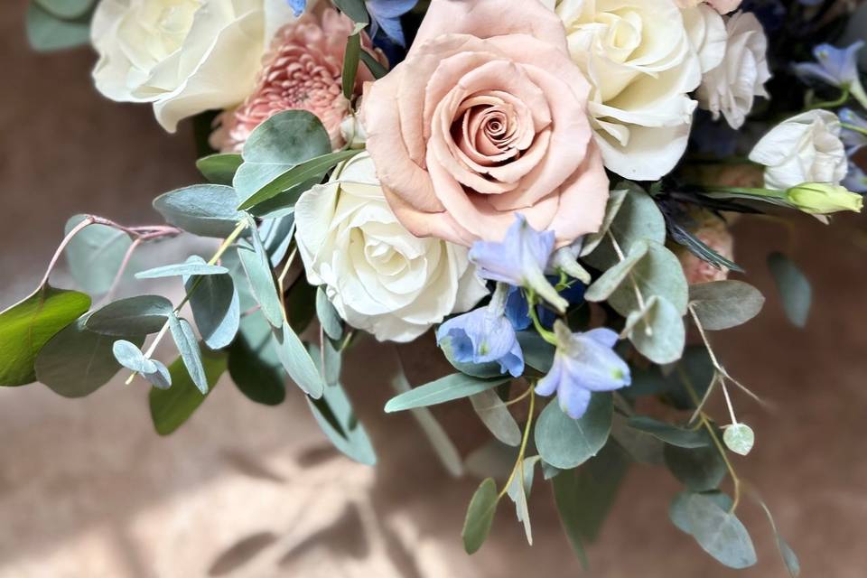 Blue and blush bouquet