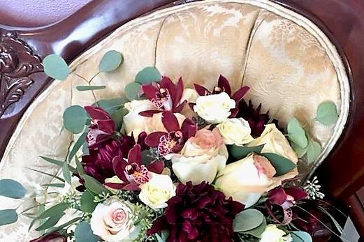 Burgundy and blush bouquet