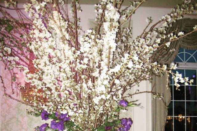 Fresh cherry bloom centerpiece