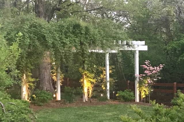 Front pergola in summer