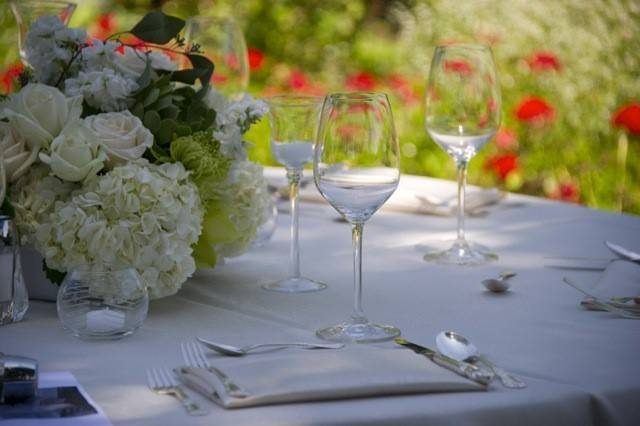 Table set up with centerpiece