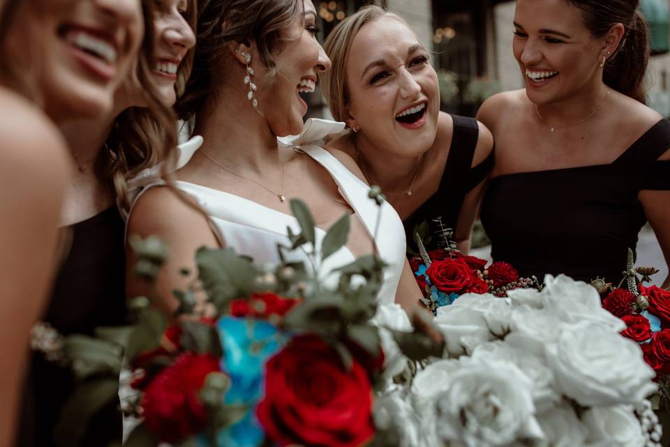 Bride and bridesmaids
