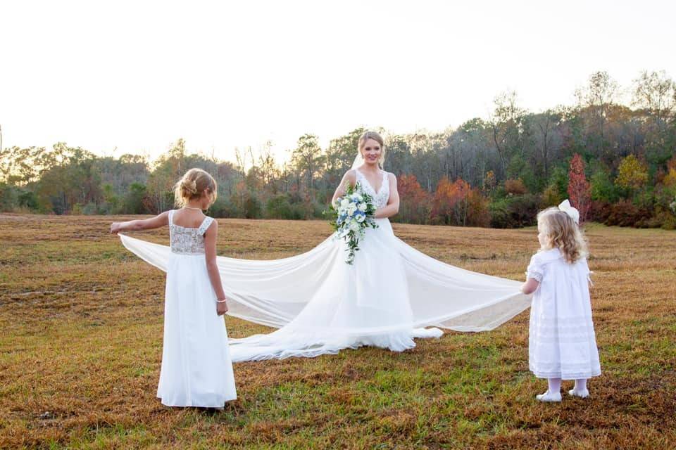 A Bride and her Flower Girls