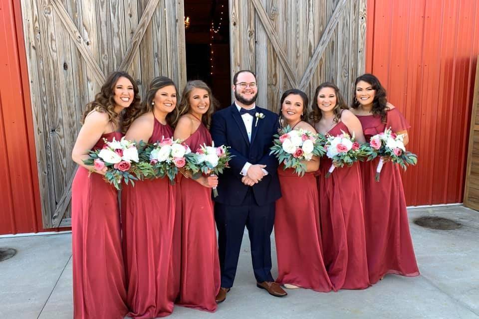 The groom and bridesmaids