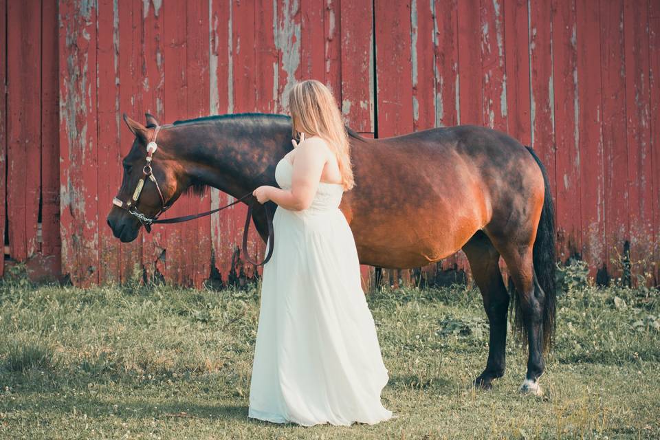 The bride and horse - Kasey Kathleen Photography