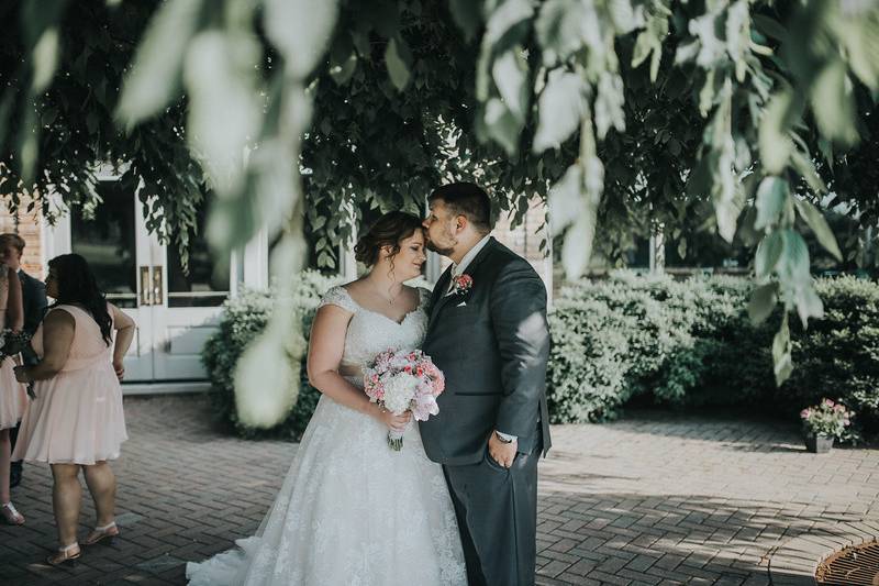 Couple forehead kiss