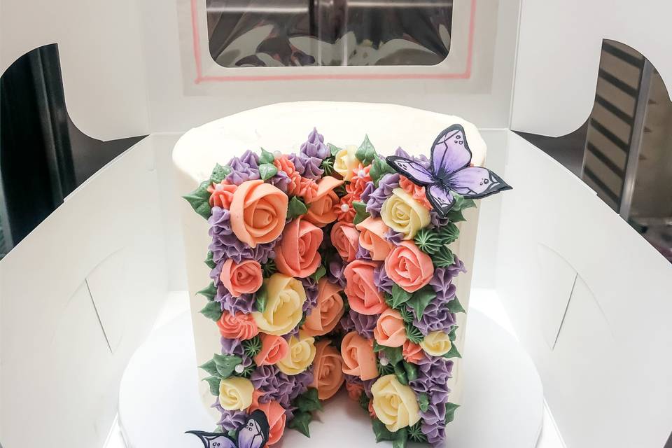 Garden Split Floral Cake