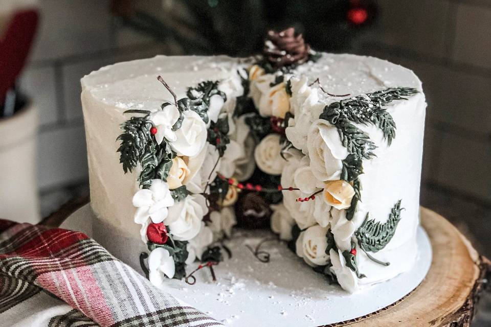 Winter Split Floral Cake
