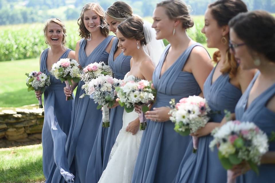 Bride and her bridesmaids