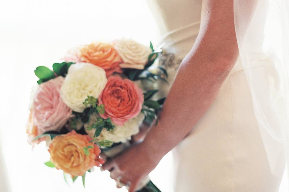 The bride holding her bouquet