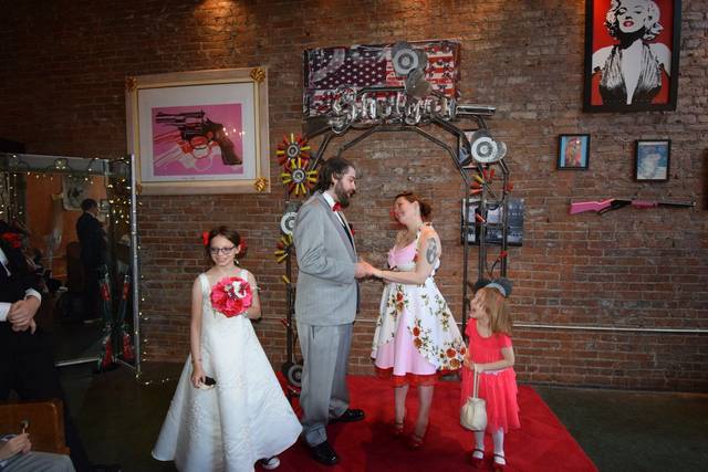 Couple with the flower girls