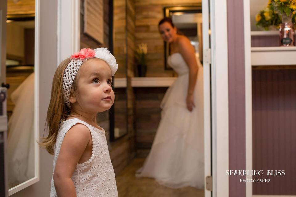 Bride and little girl