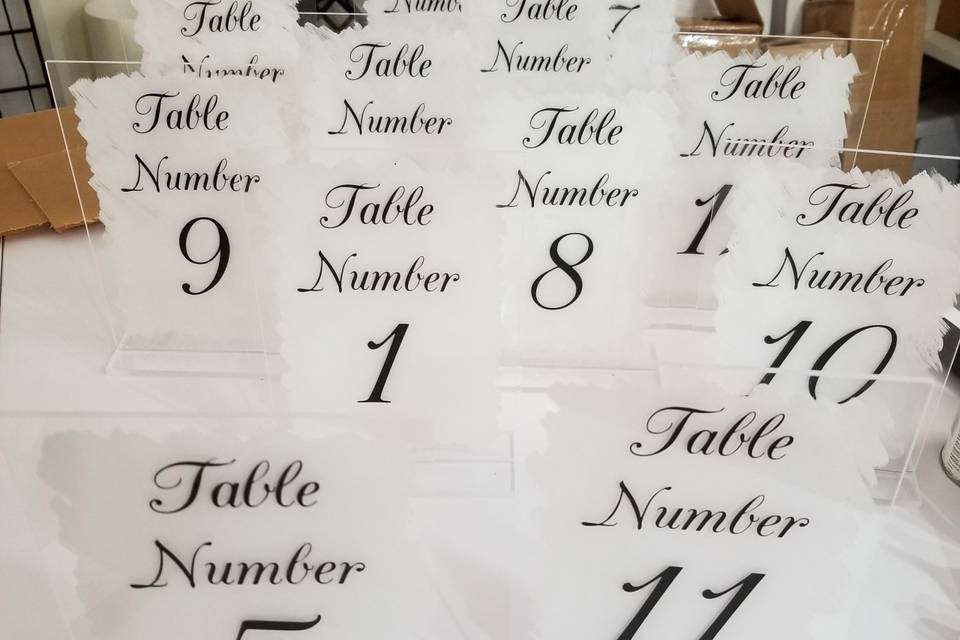 Table numbers - acrylic