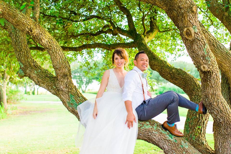 The Black Stallion | OBX WeddingPhotography: Maite PhotographyCoordination: The Proper SettingDecor: Bells & WhistlesMusic: DJ BruceCaterer: Ocean BoulevardDessert: Just DessertsRentals: Ocean Atlantic Rentals, I Do OBX ChairsHair & Makeup: Lovies Salon & Spa