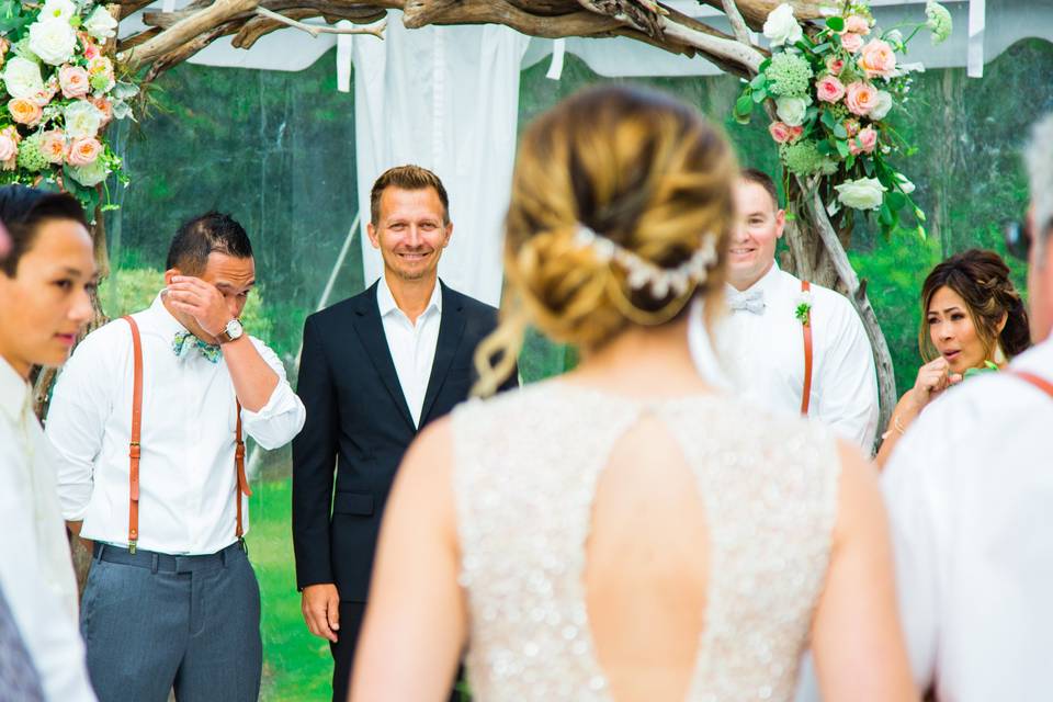 The Black Stallion | OBX WeddingPhotography: Maite PhotographyCoordination: The Proper SettingDecor: Bells & WhistlesMusic: DJ BruceCaterer: Ocean BoulevardDessert: Just DessertsRentals: Ocean Atlantic Rentals, I Do OBX ChairsHair & Makeup: Lovies Salon & Spa