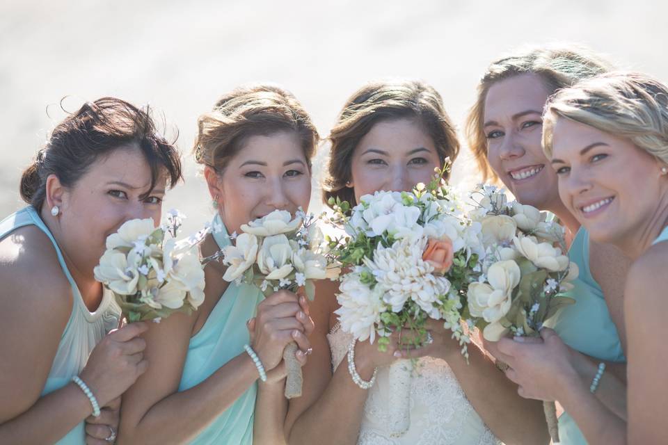 The bride with her bridesmaids