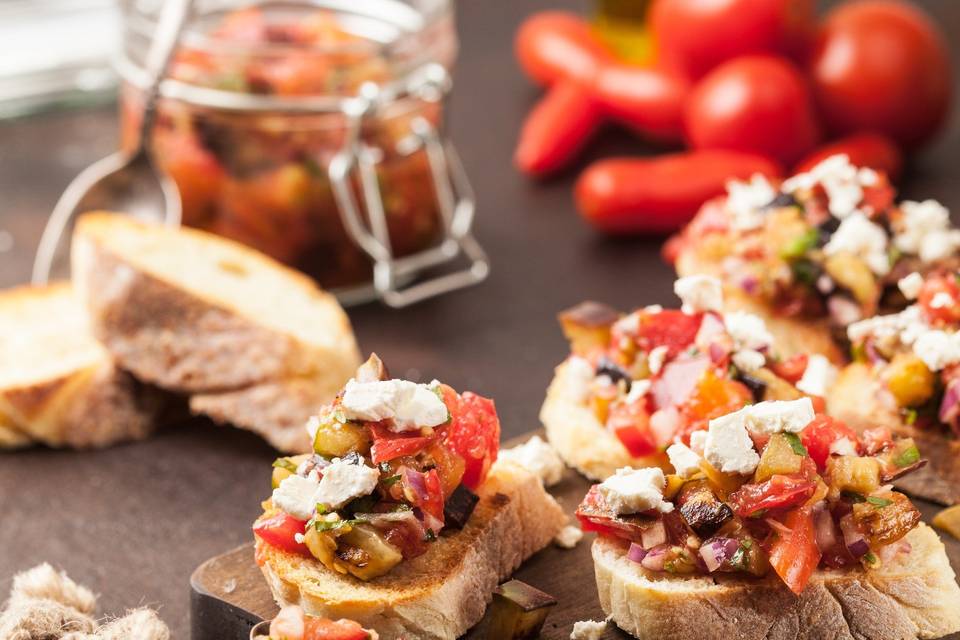 Bloody mary bacon bruschetta