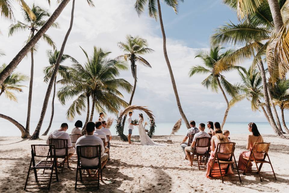 Boho style wedding setup