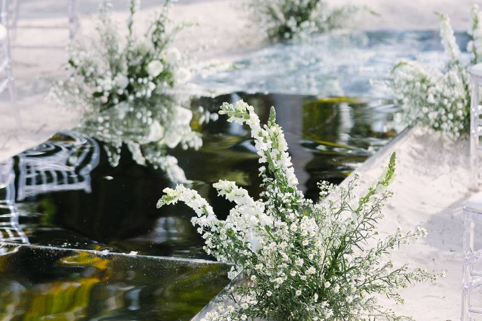 White florals & mirror walkway