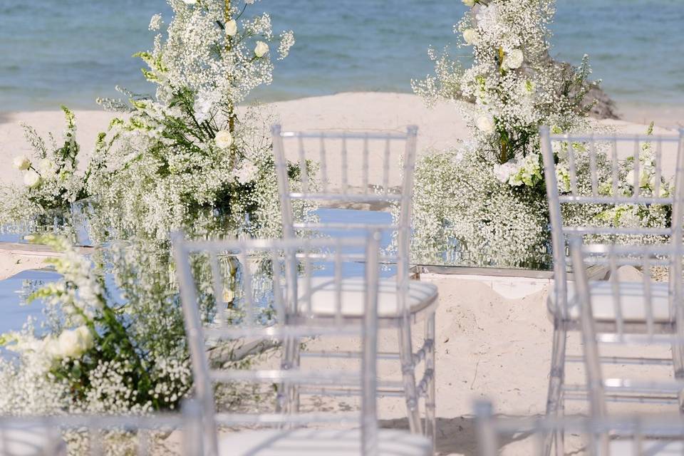 White florals & mirror walkway