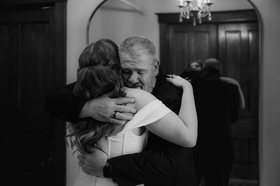 Dad Hug at First Look