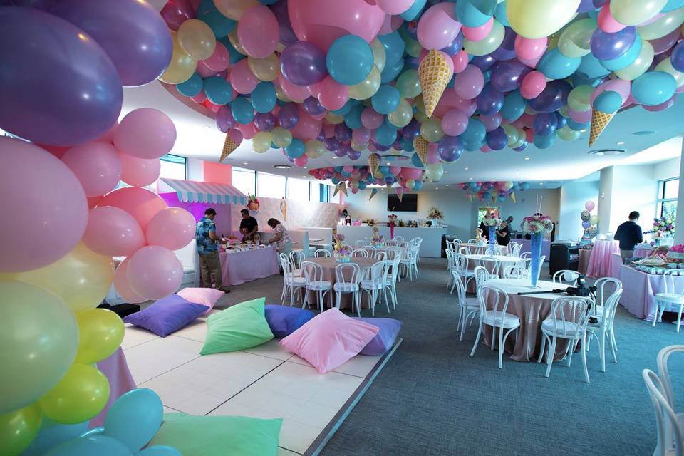 Rainbow room with balloons