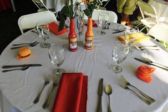 Table setup with centerpiece