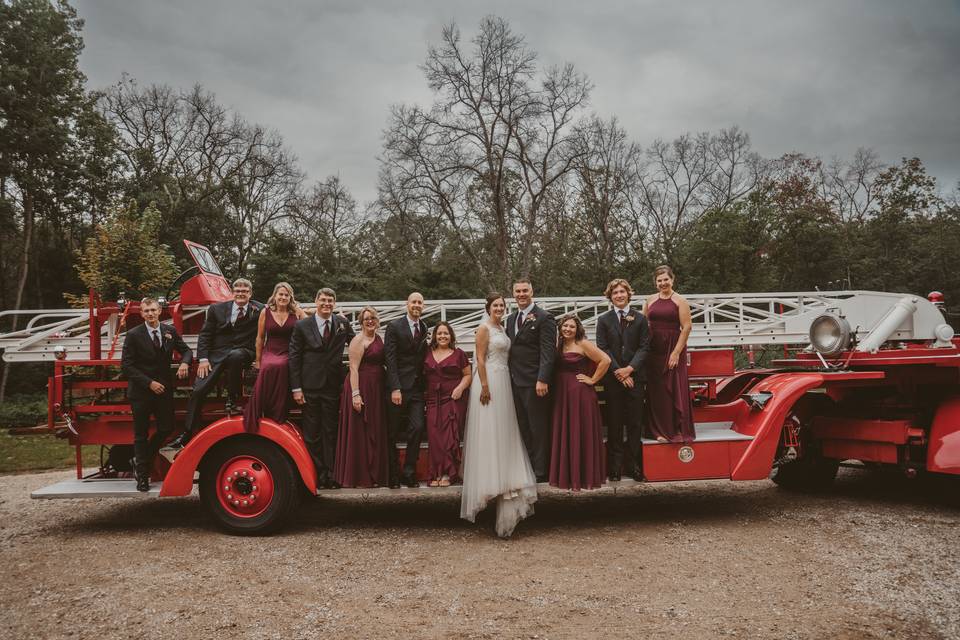 Fire truck wedding crew!
