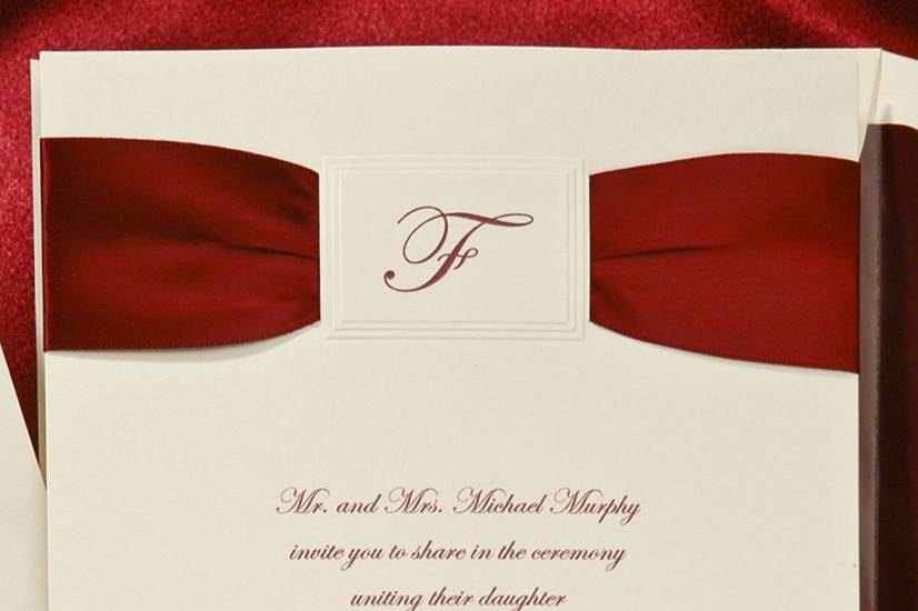 (Satin Ribbon with Ecru Invitation)T4540LT
We have 8 color ribbons to choose from.