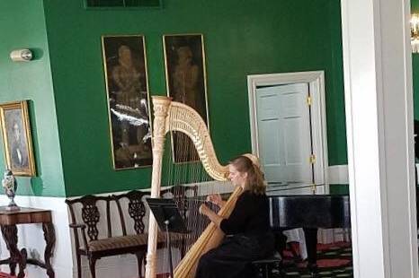 Playing the harp