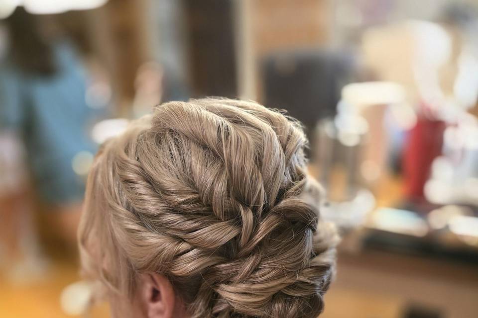 Textured low updo