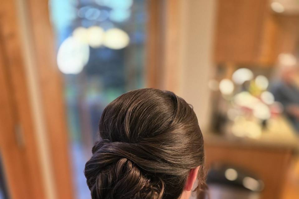 Messy low updo
