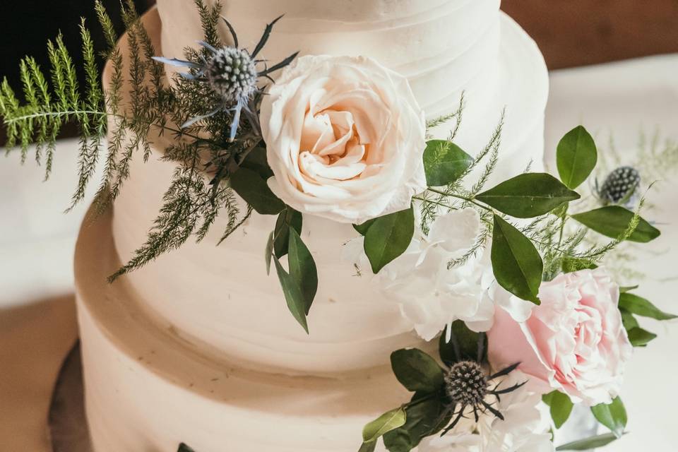 Three-tiered simple cake