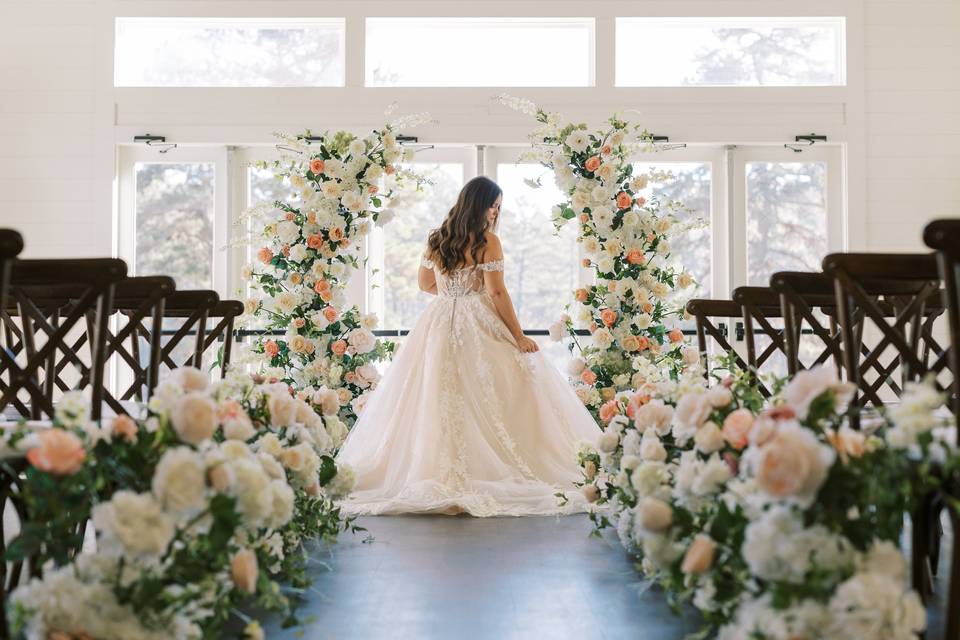Chanel Arch and Aisle Flowers