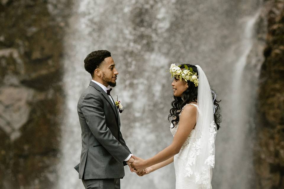 Waterfall elopement photograph