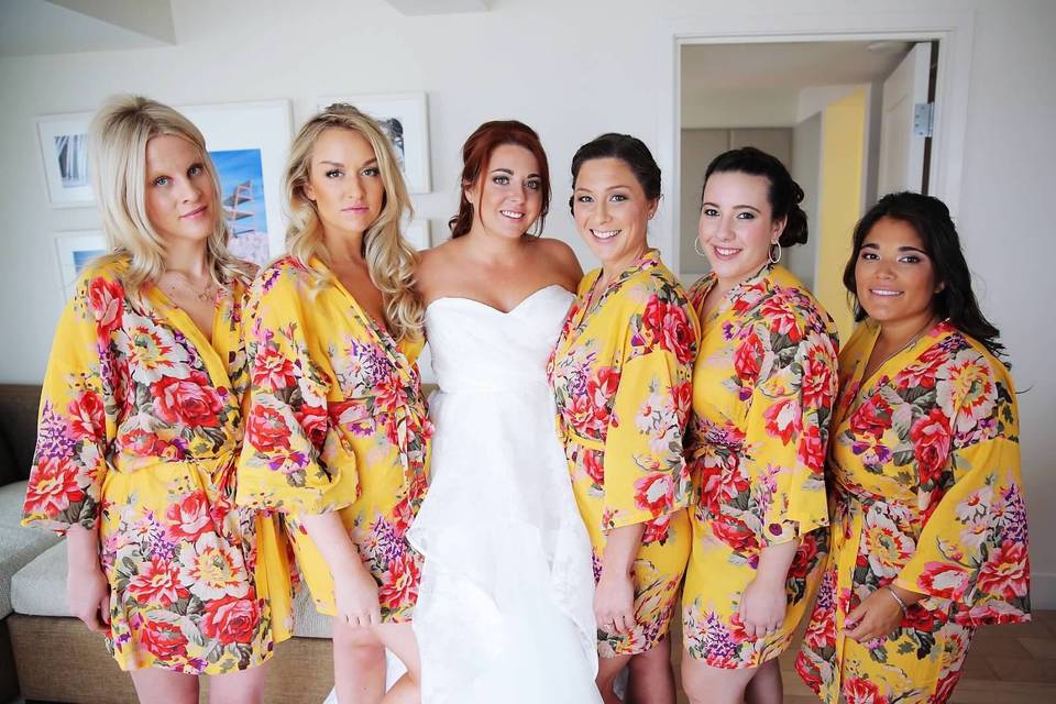 Bride with bridesmaids