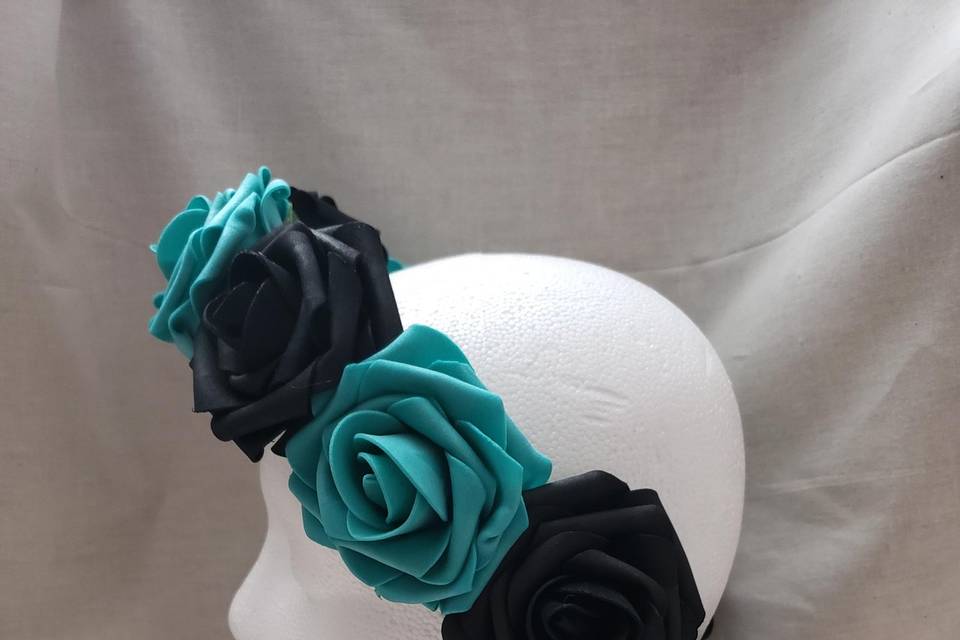 Teal black flower crown